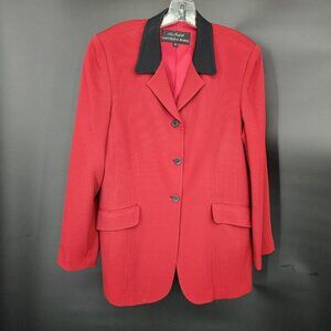 Garfield Marks Blazer Jacket Womens 12 Red Black Collar 4 Button Holiday USA